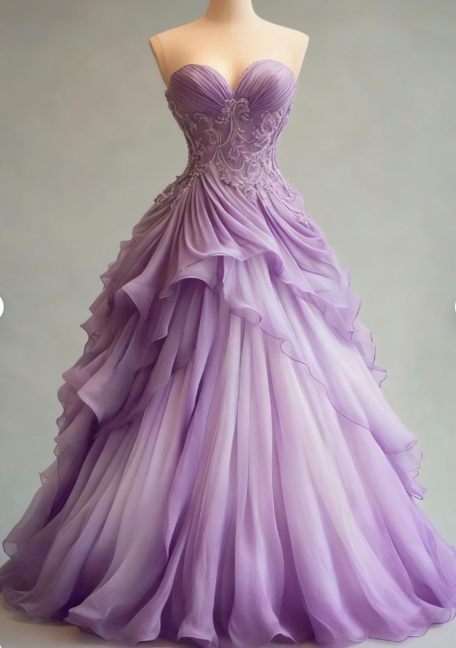 A-line Sweetheart Neck Tulle Beaded Long Prom Dress Elegant Quinceañera Dress ED01487