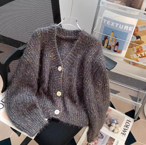 Retro Japanese floral V-neck Long-sleeved cardigan ED0149