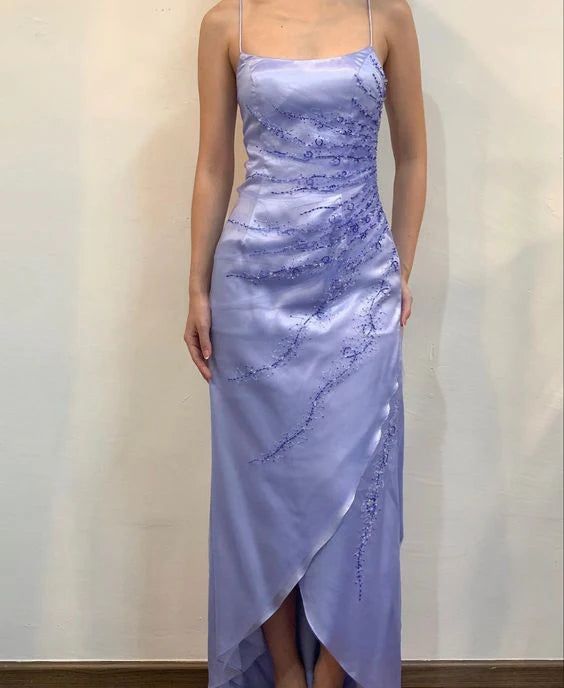 A-line Spaghetti Straps Prom Dress With Slit ED01510