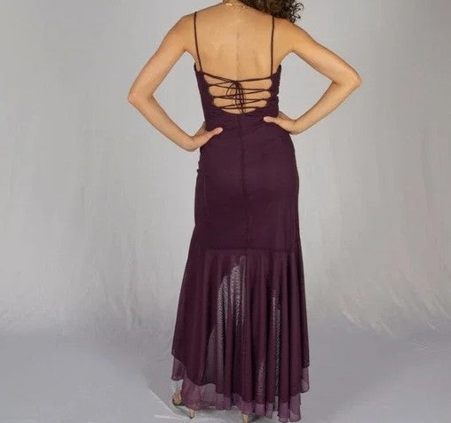 A-line Sweetheart High Low Party Dress, Purple Spaghetti Straps Prom Dress ED01512