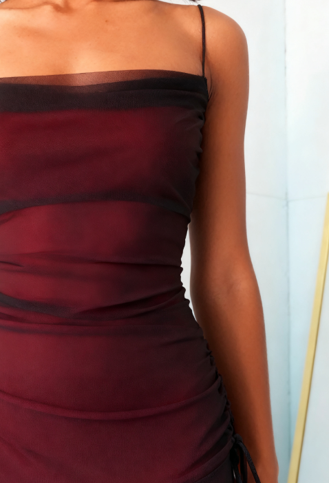 Sheath Spaghetti Straps Tulle Long Prom Dress with Silt ED01532