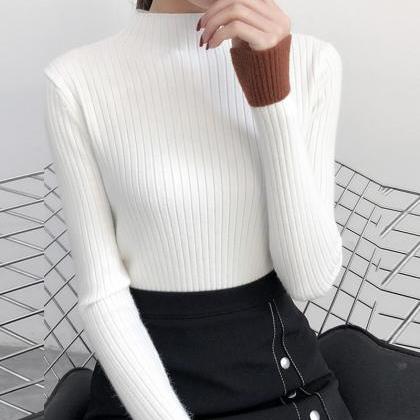 Crew Neck Long Sleeves Slim Fit Pullover Sweater ED0153