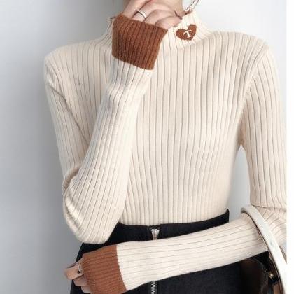 Crew Neck Long Sleeves Slim Fit Pullover Sweater ED0153