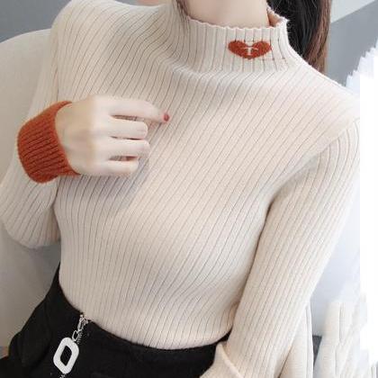 Crew Neck Long Sleeves Slim Fit Pullover Sweater ED0153