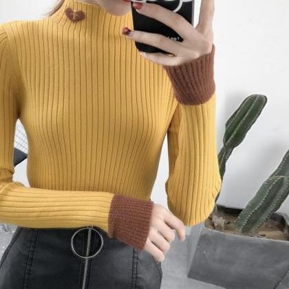 Crew Neck Long Sleeves Slim Fit Pullover Sweater ED0153