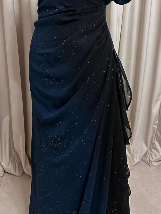 Glitter ✨Gradient Blue Prom Dress for Birthday&Party-Elegant V-neck Spaghetti Straps Evening Dress