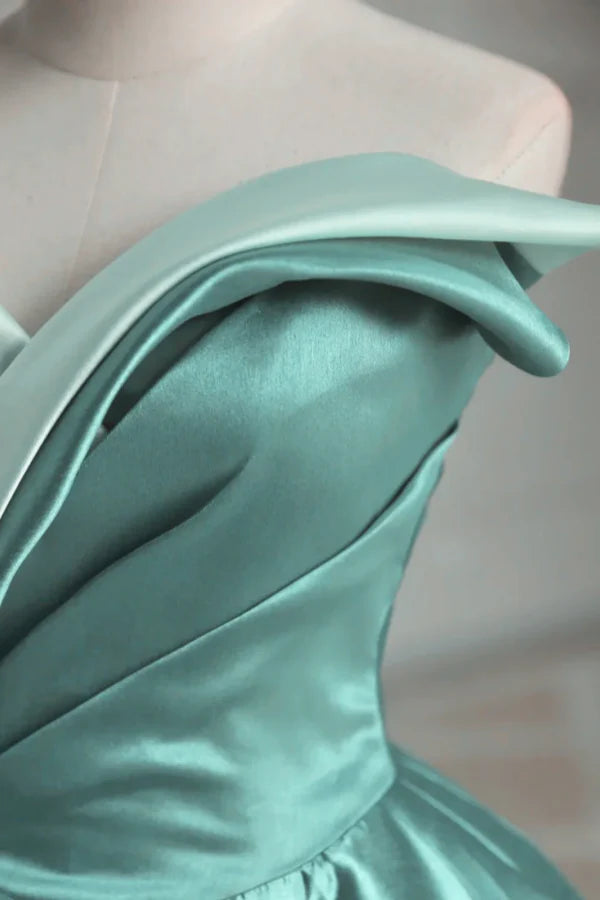 Robe de bal longue en satin coupe trapèze, épaules dénudées, robe de demoiselle d'honneur ED01565