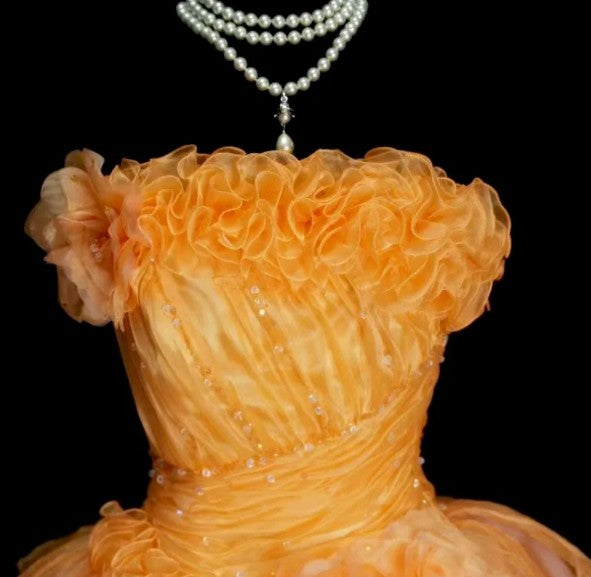 Sweet Orange Strapless Evening Dress Tulle Long Ball Gown ED01586