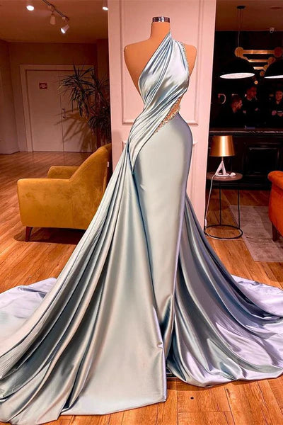 Robe de soirée longue en satin, élégante, asymétrique, style sirène, robe de bal ED01601