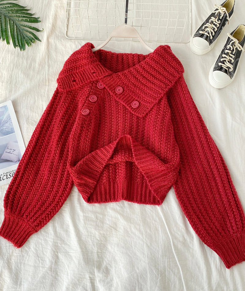 Sweater Cute V Neck Long Sleeve Sweater ED0161