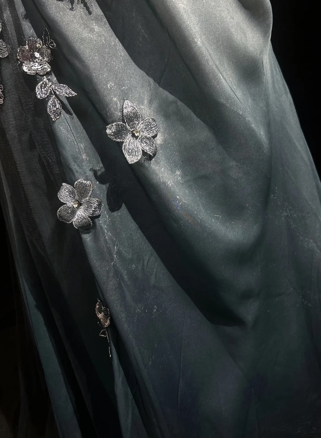 Elegant Chiffon Mermaid Spaghetti Strap Sequined Applique LongProm Dresses🎐 Unique Formal Evening Dresses ED01646