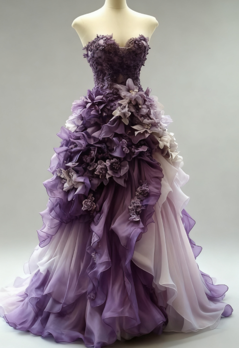 Vintage Purple A-Line Sweetheart Neck Chiffon Beading Long Prom Dress Applique Evening Dress ED01663