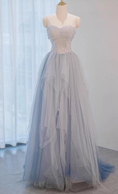 Robe de bal longue en tulle pailleté, décolleté en cœur, coupe trapèze, robe d'anniversaire, robe de remise de diplôme, ED01671