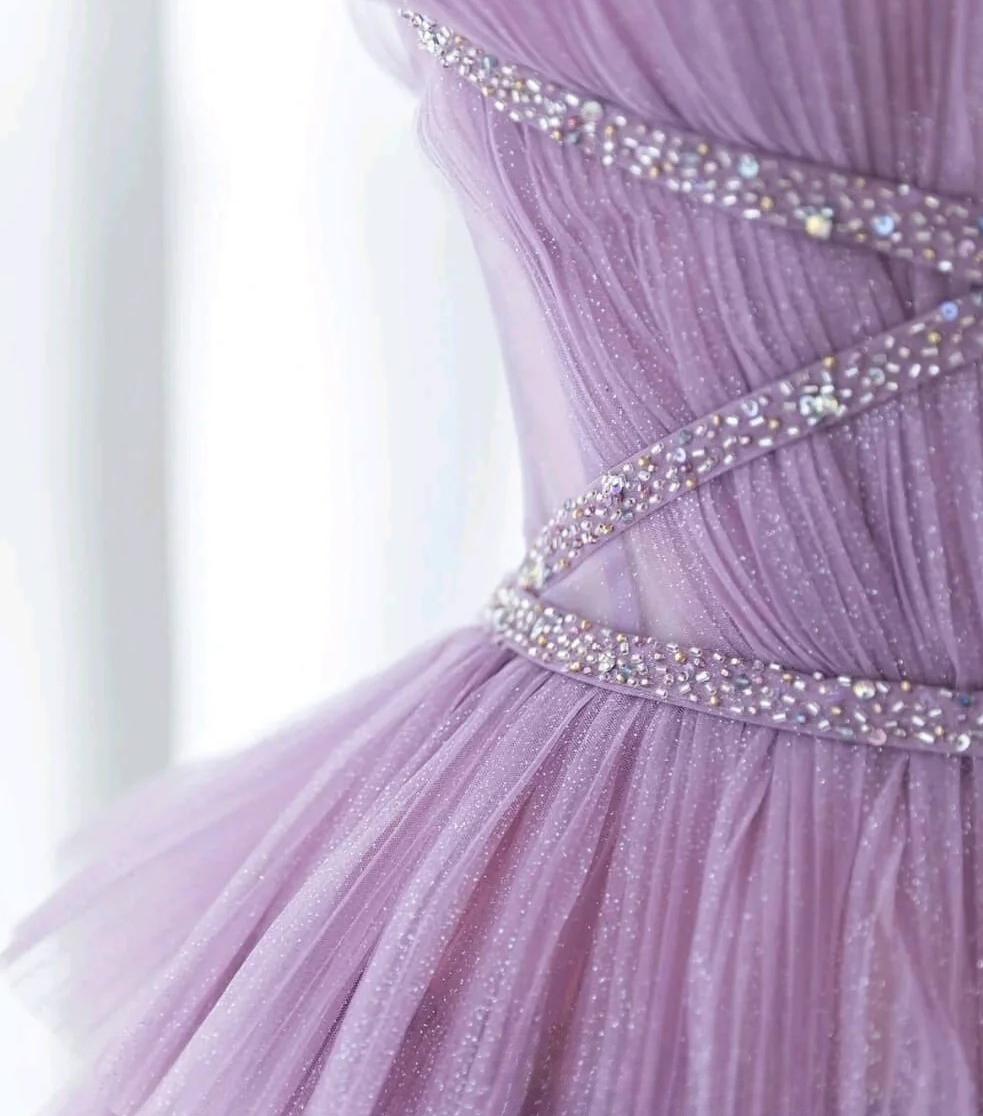 Robe de bal longue en tulle à paillettes et bretelles spaghetti, dégradé violet, pour anniversaire et remise de diplôme, ED01672