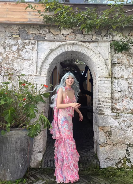 Vintage Pink Spaghetti Strap Mermaid Party Dresses Fairytale Chiffon Beaded Long Prom Dresses ED01690