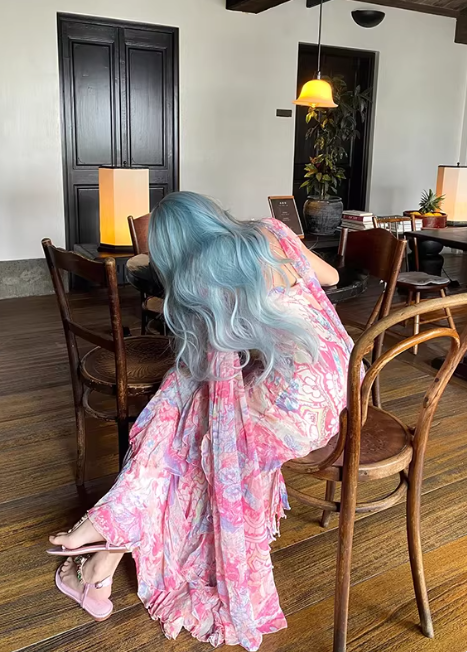 Vintage Pink Spaghetti Strap Mermaid Party Dresses Fairytale Chiffon Beaded Long Prom Dresses ED01690