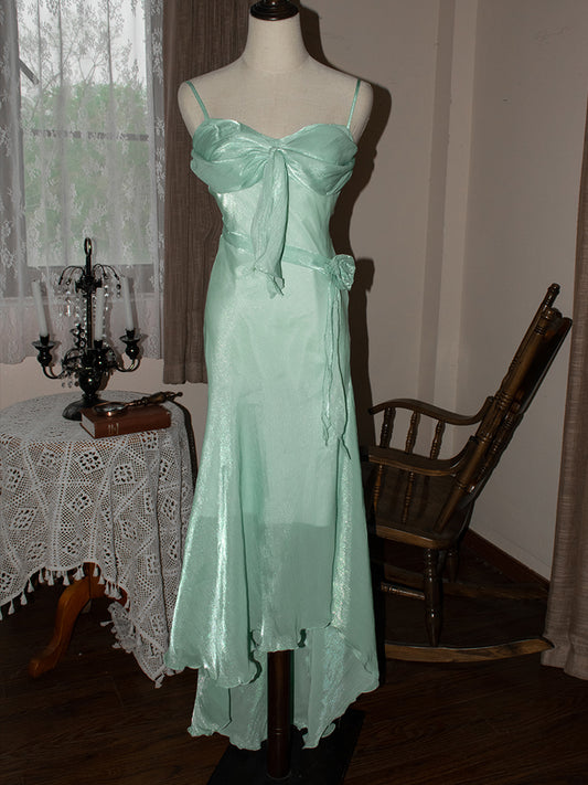 Mint Vintage Spaghetti Strap Chiffon Long Prom Dress ED01701