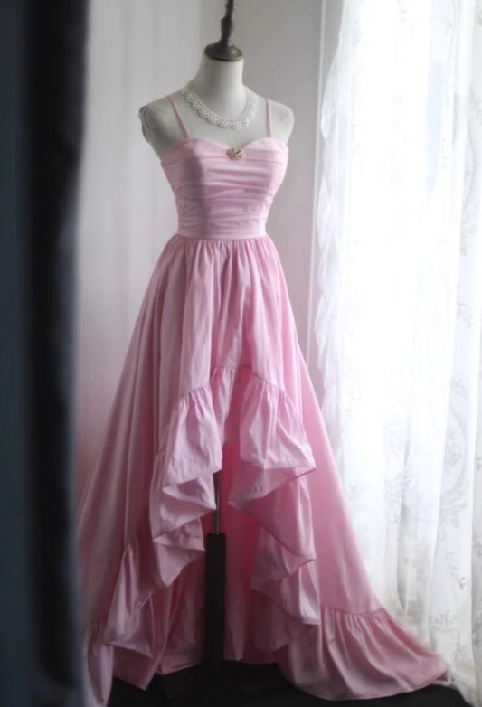 A-Line Spaghetti Strap Satin Long Bridesmaid Dress Birthday Quinceanera Dress Prom Dress ED01712