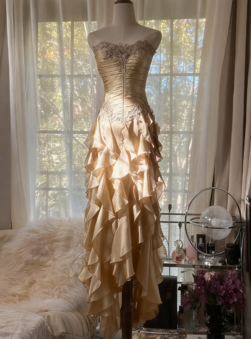 Robe de bal longue à volants et bretelles en mousseline de soie, élégante et violette, dos nu, ED01727