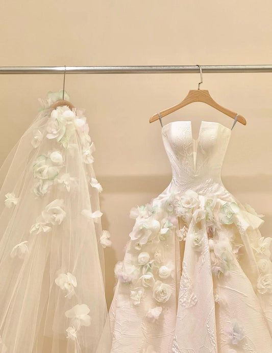 Robe de bal longue en satin à bretelles spaghetti, coupe trapèze, magnifique robe de mariée à appliques ED01729