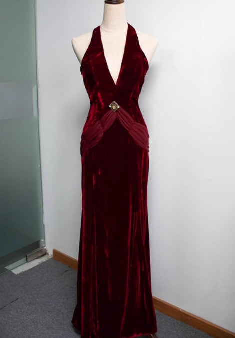 Weißes Meerjungfrau-Ballkleid aus Samtchiffon mit V-Ausschnitt ED01767