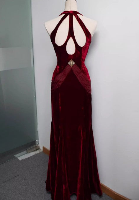 Weißes Meerjungfrau-Ballkleid aus Samtchiffon mit V-Ausschnitt ED01767