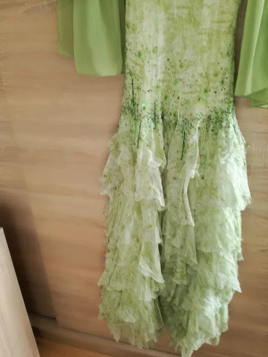 Fairytale Green Mermaid Vintage Party Dresses Sweetheart Chiffon Beaded Layed Prom Dresses ED01769