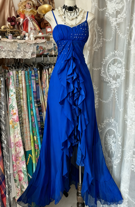 Elegant Black Chiffon Mermaid Party Dresses with Silt Spaghetti Straps Long Prom Dresses ED01788