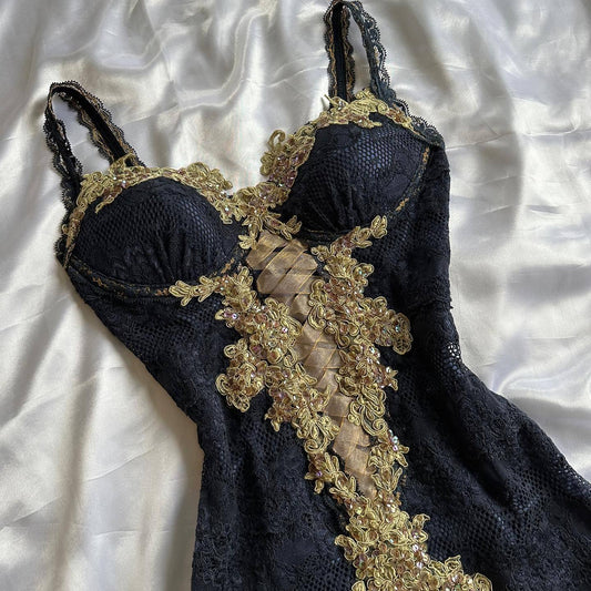 Black Elegant Sweetheart Neck Lace Chiffon Spaghetti Strap Sequin Prom Dress ED01796