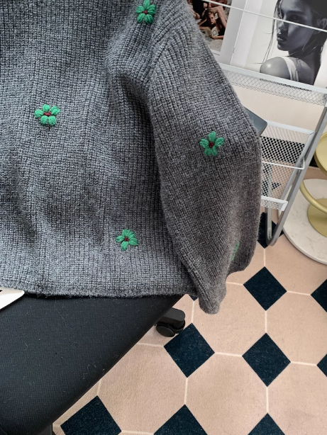 Vintage embroidered flower long sleeve sweater ED0185