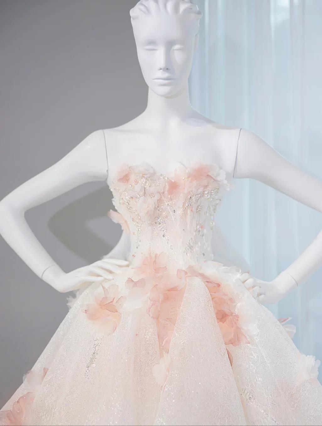 Gentle Pastel Layered A-Line Strapless Tulle Long Prom Dress Cute Applique Birthday Evening Dress ED01907