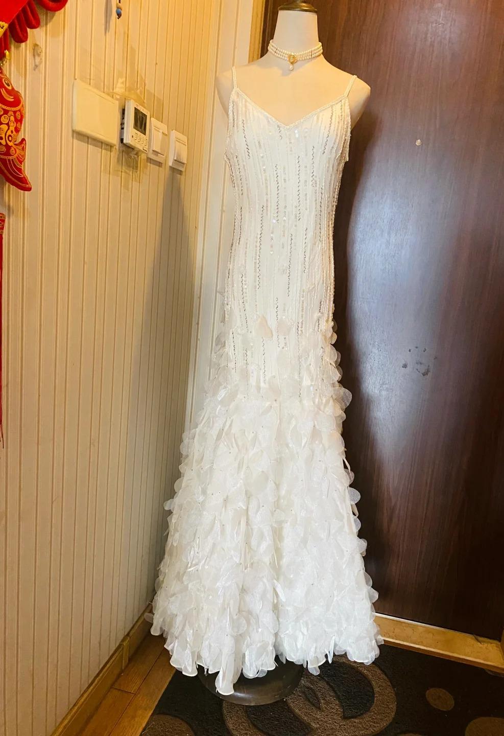 🤍 Retro-Glamour-Meerjungfrauenkleid – Funkelndes 💍weißes Chiffon-Ballkleid mit Perlen und Pailletten für formelle Anlässe und Hochzeiten **ED01917