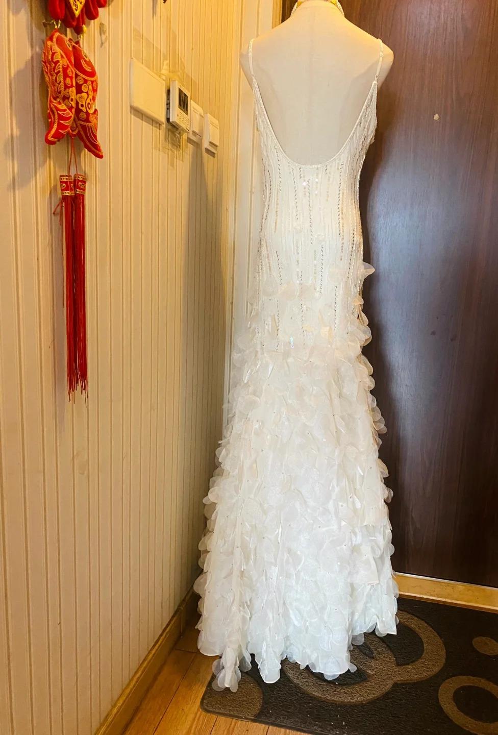 🤍 Retro-Glamour-Meerjungfrauenkleid – Funkelndes 💍weißes Chiffon-Ballkleid mit Perlen und Pailletten für formelle Anlässe und Hochzeiten **ED01917