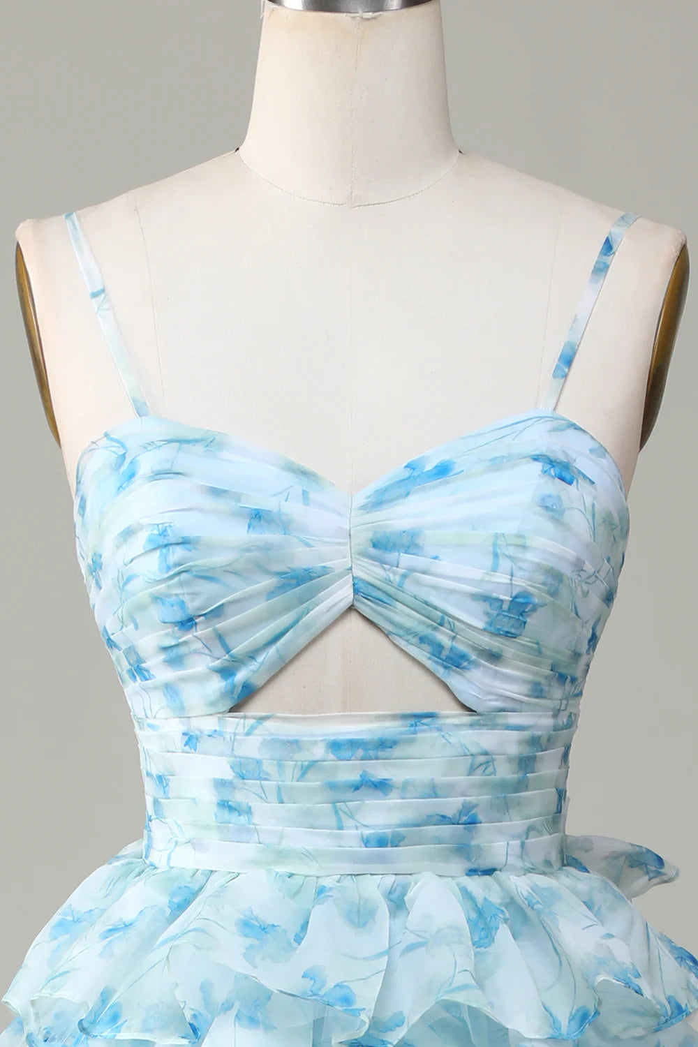 🌙 Enchanted Blue Evening Gown – Sweet Floral Layed Prom Dress for Special Ocassion