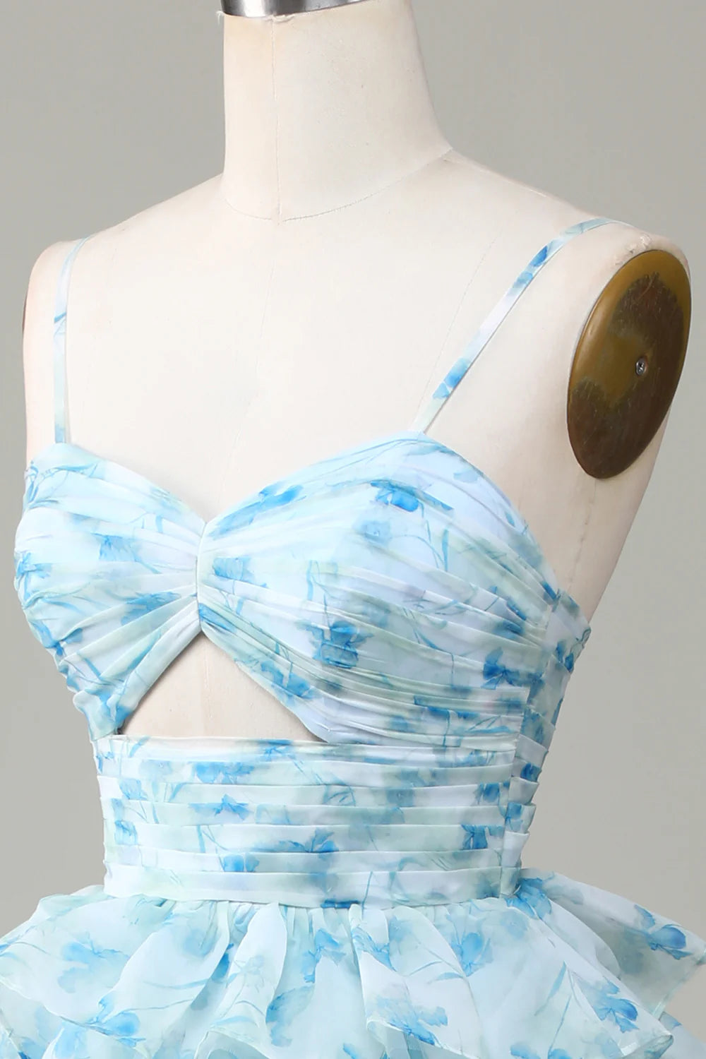 🌙 Enchanted Blue Evening Gown – Sweet Floral Layed Prom Dress for Special Ocassion