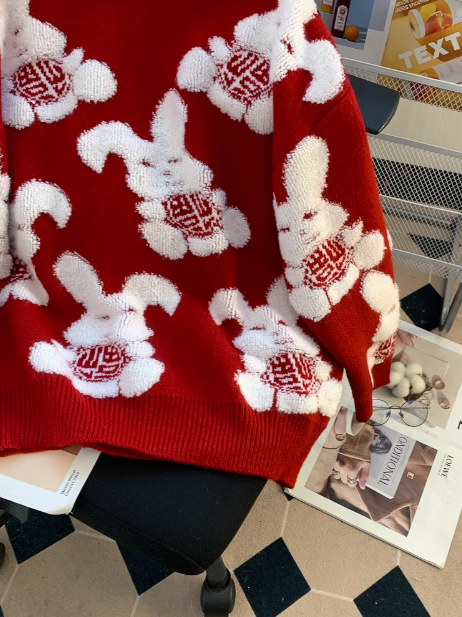 Cute bunny jacquard new style sweater ED0192