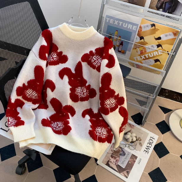Süßer Häschen-Jacquard-Pullover im neuen Stil ED0192
