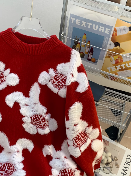Süßer Häschen-Jacquard-Pullover im neuen Stil ED0192