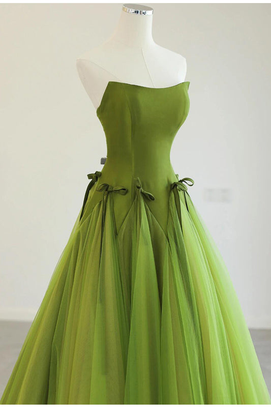 Robe de bal en tulle vert 💚Fairytale pour mariage et anniversaire - Robe de soirée trapèze bustier ED01939