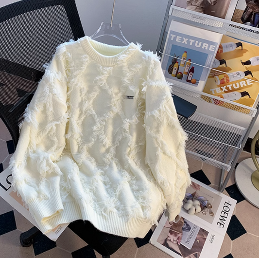 Loose Thickened Fringe Crew Neck long sleeve sweater ED0193