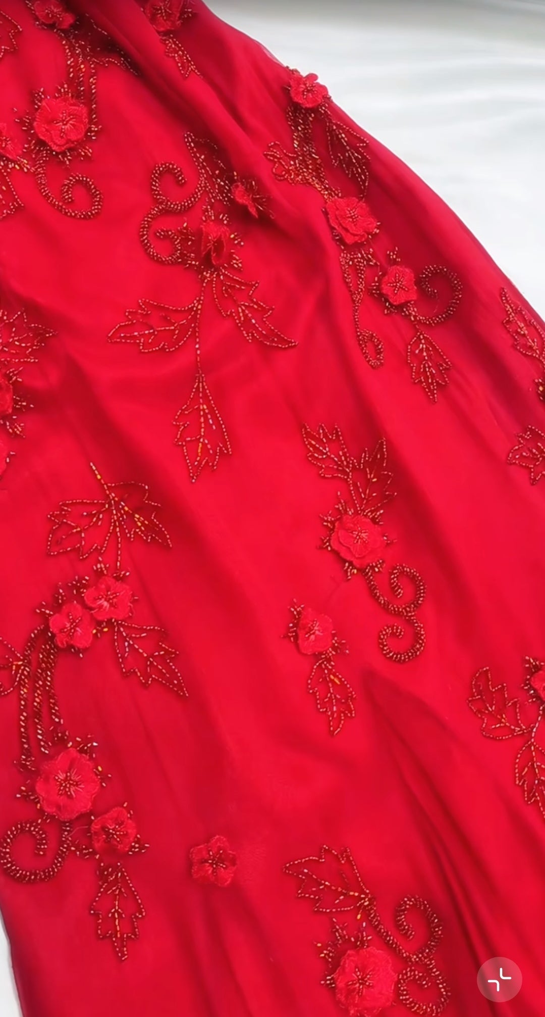 Retro Fairytale Red Chiffon Prom Dress for Party&Birthday Glitter Beaded Applique Evening Gown