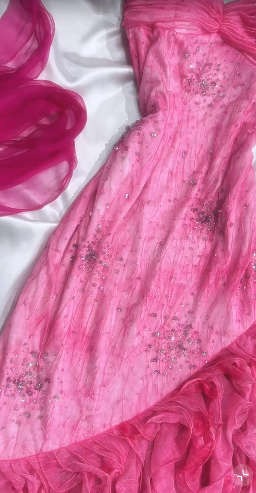 Pink Princess Style Beaded Chiffon Prom Dress for Party Glitter 90s Retro Evening Gown