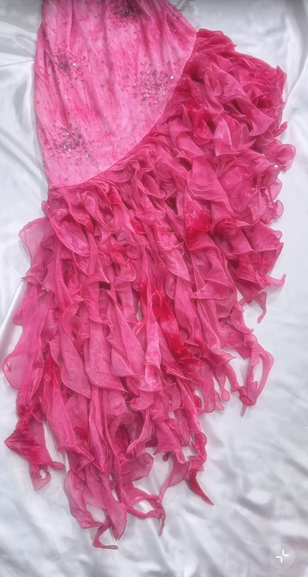 Pink Princess Style Beaded Chiffon Prom Dress for Party Glitter 90s Retro Evening Gown