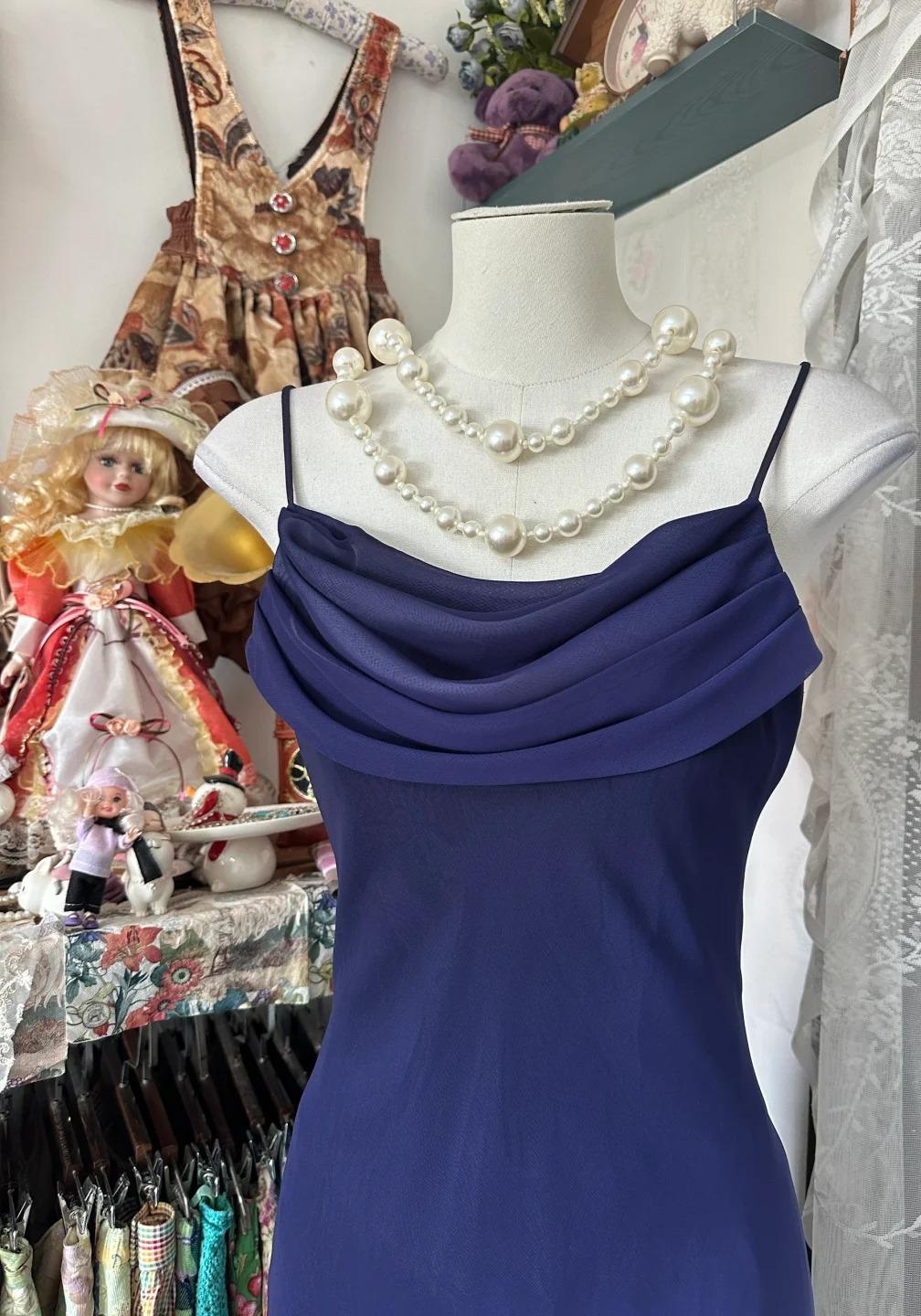 Elegant Gradient Midnight Purple Mermaid Spaghetti Strap Chiffon Long Prom Dresses Backless Evening Dress ED01974