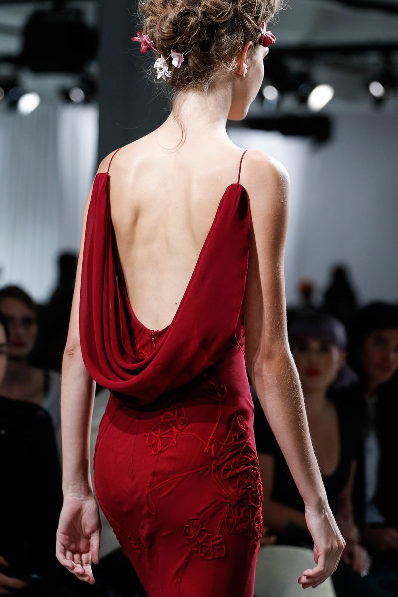 Elegant Burgundy Spaghetti Straps Mermaid Backless Chiffon Long Prom Dress ED01978