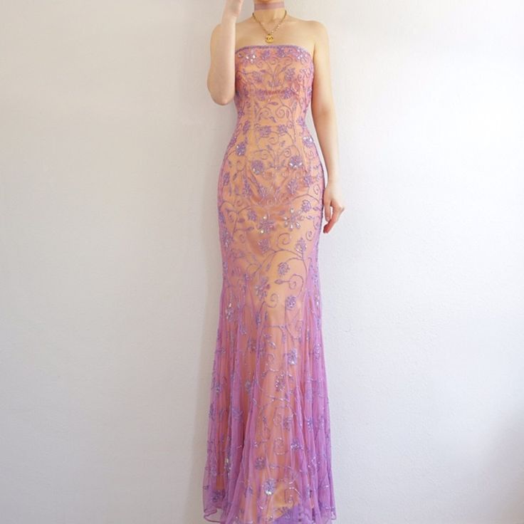 Vintage-Inspired Purple Chiffon Mermaid Prom Dresses Elegant Beaded Sleeveless Party Dresses ED01988