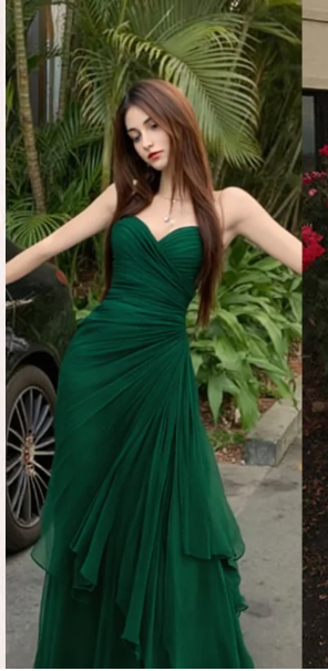 Elegant Mermaid Dark Green Sweetheart Tulle Long Prom Dresses Formal Evening Dresses with Rufflest ED02017