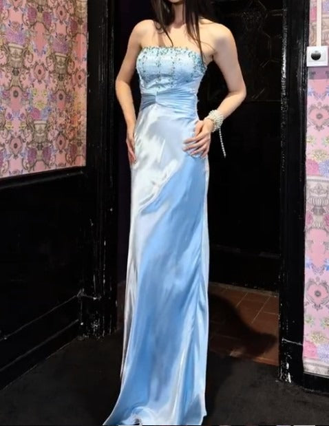 ice blue vintage dress Ice Blue Bree Vintage Panelled Dress & Slip