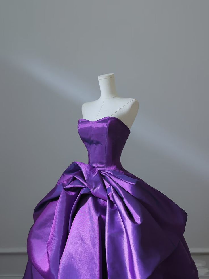 A-Line Satin Purple Long Prom Dress💜 Sweetheart Evening Gown for Special Ocassion