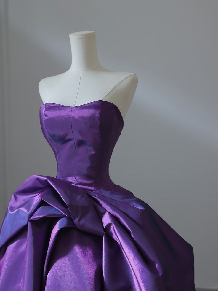 A-Line Satin Purple Long Prom Dress💜 Sweetheart Evening Gown for Special Ocassion